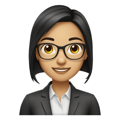 Girl with glasses and office tag. With straight dark hair and IT professional. Smiling  sticker