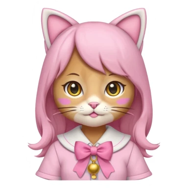kawaii neko, cute outfit with bell sticker