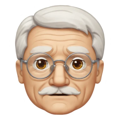 old guy, white hair, blocky face, glasses soul patch sticker