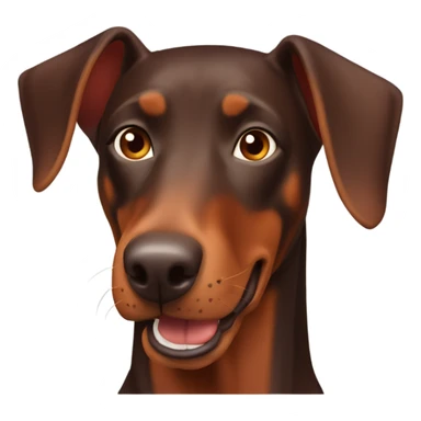 Red and brown Doberman without cropped ears face facing front happy expression  sticker