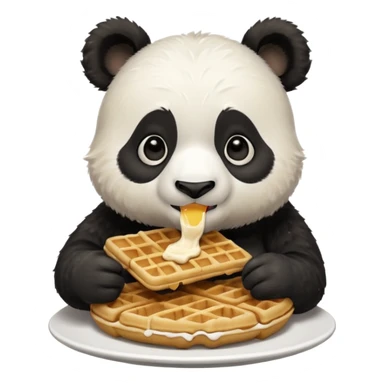 panda eating waffles sticker
