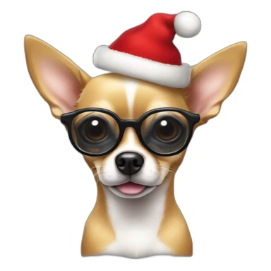 Perro chihuahua con lentes y gorra de navidad sticker