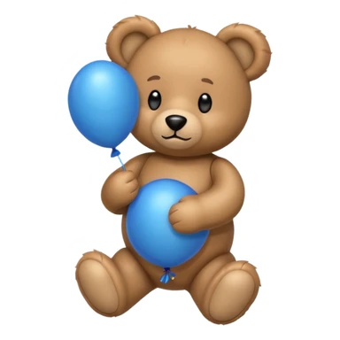 Emoji teddy set down with a baloon bleue sticker