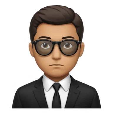 رجل يرتدي نظارات شمسية وبذلة رسمية سوداء بالكامل حتى ربطة العنق كانه عميل fbi sticker