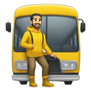 Armenian men in yellow clothing in the bus sticker