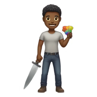 Gay people holding a toy knif sticker