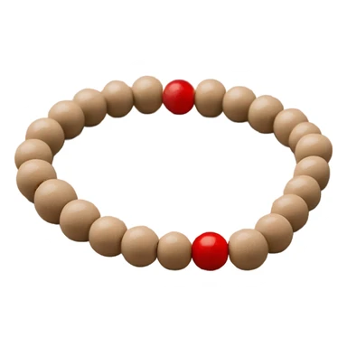 Mala beads beige bracelet with red end sticker
