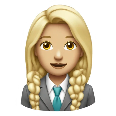 Blonde long hair jewellery seller in a grey suit sticker