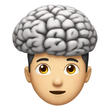Asian boy with big brain on top of head sticker