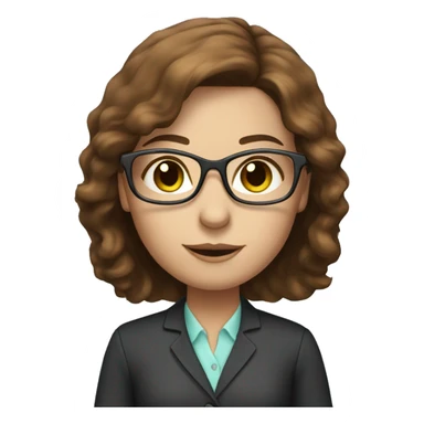 Female Accountant with glasses. Brown hair with highlights and blue/green eyes sticker