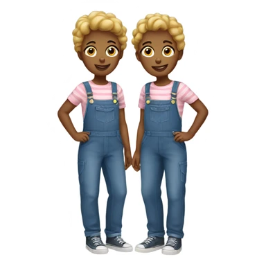 twins wearing overalls sticker