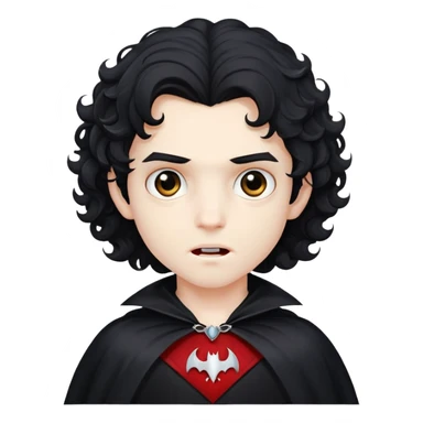 vampire boy with medium-length curly black hair wearing a cape sticker