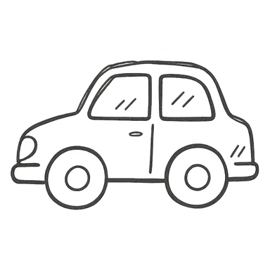 car, hand drawn outline icon style, sketchy lines, no fill sticker