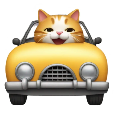 The cat licks the car sticker