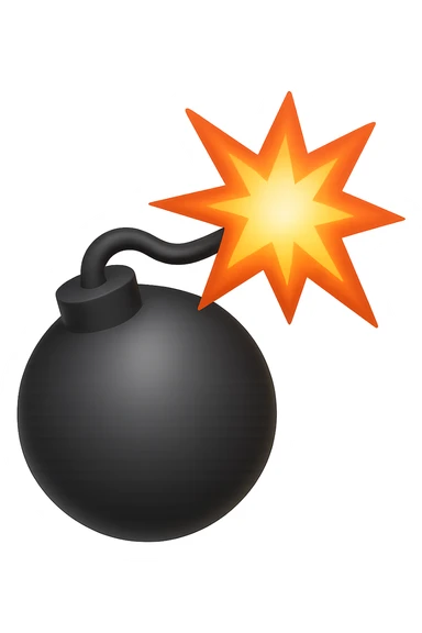 emoji stile iphone di una bomba che esplode sticker