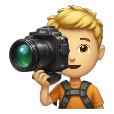 a boy with a camera sticker