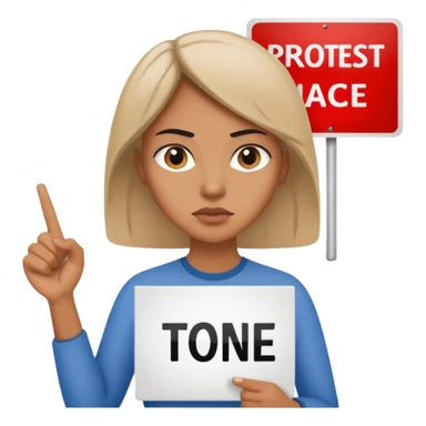 woman holding a protest sign sticker