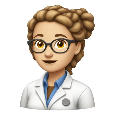 white Female scientist with brown hair in a bun sticker