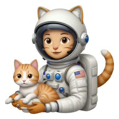 Astronaut with closed helmet rides cat sticker