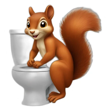 the squirrel is sitting on the toilet sticker