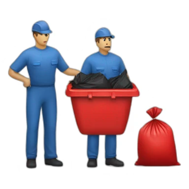 3 Man with red garbage bag in the bag danger logo sticker
