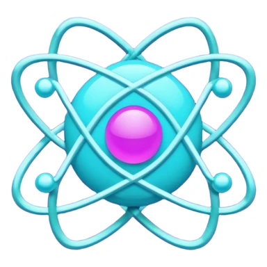 minimalistic atom, neon purple (#8B5CF6) and cyan (#00E0FF), representing Atom team creativity and innovation, clean tech design sticker