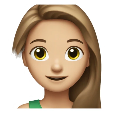 cheerful girl long brown hair green eyes sticker