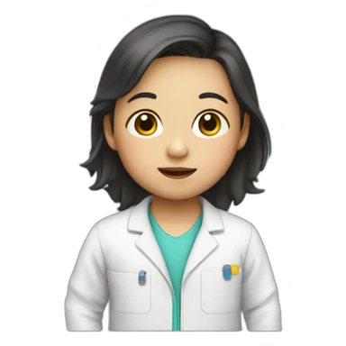 asian toddler with lab suit sticker