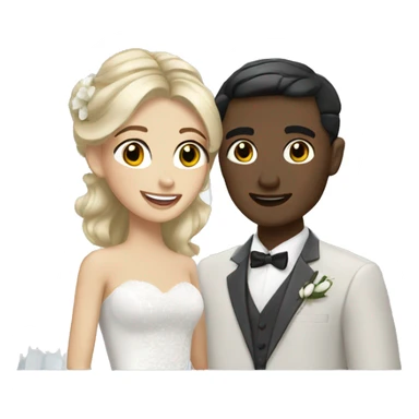 blonde bride and groom with gray-black and hair, Mediterranean skin sticker