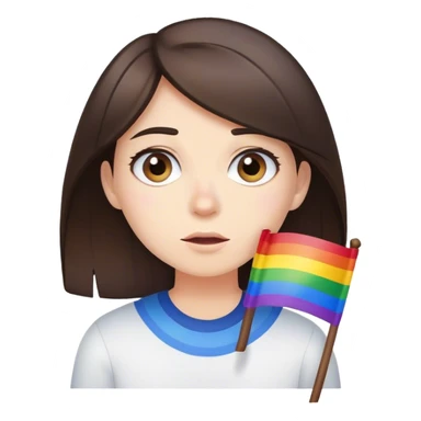 Confused brunette with rainbow flag  sticker