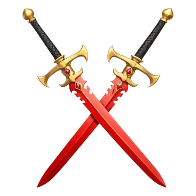 Golden fiery royal two crossed swrods with red gem and golden blade and golden handle sticker