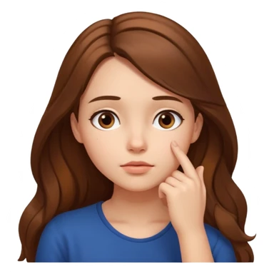 a thoughtful girl looks up and holds her hand under her chin sticker