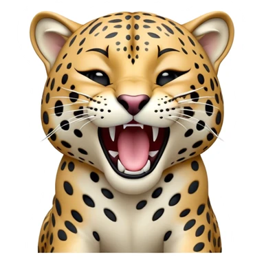 Cinematic Cute Yawning Jaguar Portrait Emoji, Head tilted slightly with a dramatic, wide-open yawn, showcasing a lithe, graceful build with distinctive rosette patterns and sleepy, half-closed eyes, Simplified yet irresistibly adorable features, highly detailed, glowing with a soft, cozy wild glow, high shine, relaxed yet expressive, stylized with a dash of whimsical feline charm, soft glowing outline, capturing the essence of a drowsy yet affectionate guardian that appears ready to stretch out for a nap! sticker