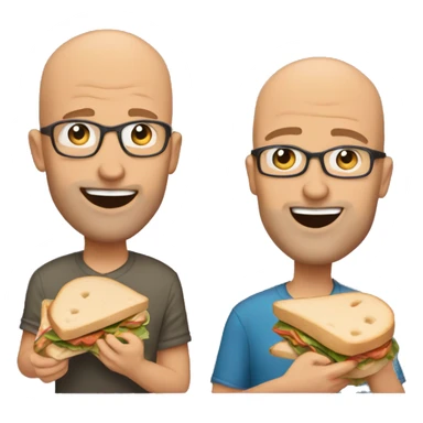 Podcaster duo Bald Move’s Jim and A.Ron eating sandwiches sticker