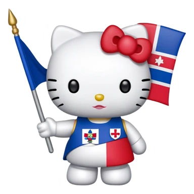 Hello kitty holding Dominican flag sticker