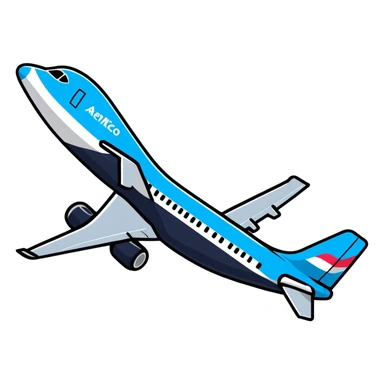 Aeromexico airplane with blue and silver colors sticker