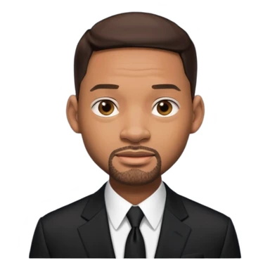Will Smith with dark brown hair, black suit sticker