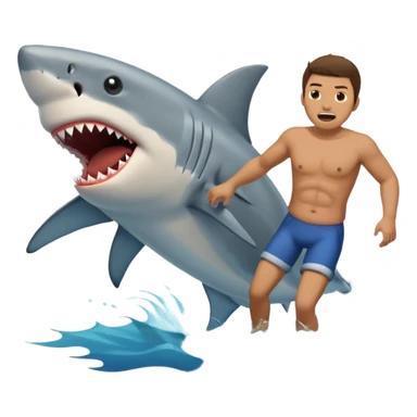 Man shark attack sticker