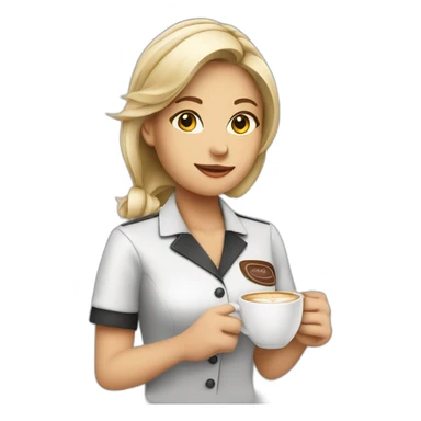 Smocking Female barista wear uniform with cup of coffee sticker