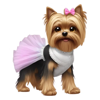 yorki with a tutu and gloves on paws  sticker