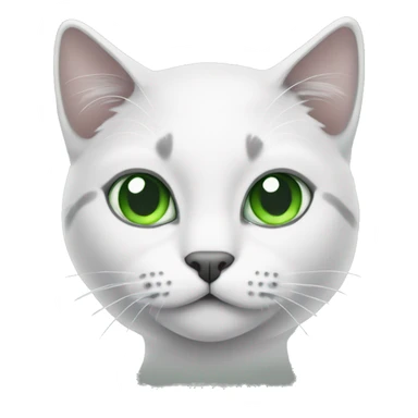 White grey cat with Green eyes round face  sticker