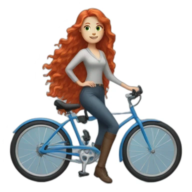 Woman with red hair and blue eyes in a bike sticker