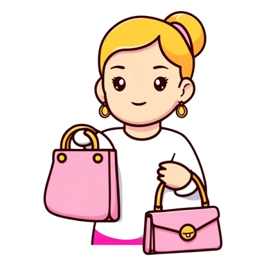 woman with gold earrings holding a pink purse sticker