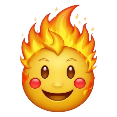 Do a very happy emoji with fire in its head sticker