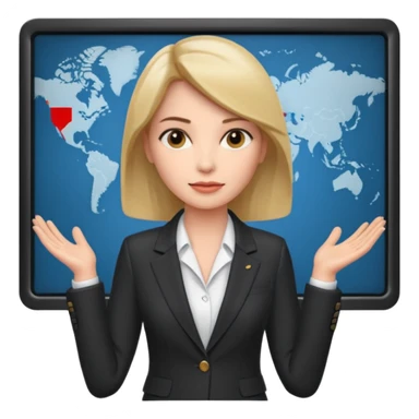 news anchor woman, with a screen with a prompter in front of her sticker