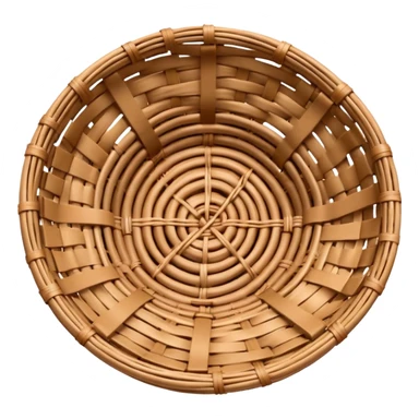 emoji of a shallow wicker basket seen from above, almost empty except for a few scattered crumbs, symbolizing low carbs, bold lines, flat colors, gentle gradients sticker