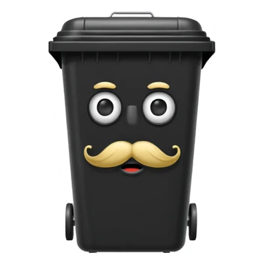 Wheelie bin with a moustache  sticker