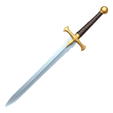 Clash of Clans aesthetic: Cinematic Playful Pixel 3D Sword Emoji, rendered in a 3D vector-style similar to standard emojis with minimal shading and bold, simplified shapes. A compact, distinct form with signature details, softly glowing with a pixelated adventure charm. Simplified yet unmistakably iconic, highly detailed and consistent, glowing with a soft radiance and high shine. Stylized with a touch of classic pixel-art charm and a soft glowing outline, capturing the essence of a beloved gaming relic with a friendly, playful manner! sticker