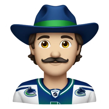 handsome brunette vancouver Canucks fan with moustache and hat sticker