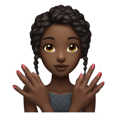 porcelain skinned girl, brunette, brown eyed, with red square manicure holds black panther in her hands sticker